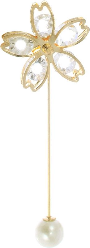 One Personal Care Diamond & Pearl Studded (Big) Jasmine Flower Inspired Unisex Pins for Stole, Abaya, Burqa, Scarf & Blazer Lapel Brooch  (Gold, White)