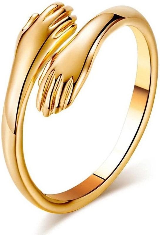 Love Forever Golden Valentine's Day Adjustable Hand Hug Me Thumb Finger Ring Metal Gold Plated Ring