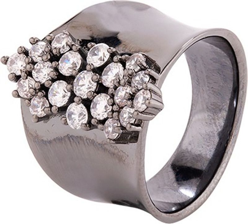 Women's Lightly Embellished Trendy Ring Brass Cubic Zirconia Rhodium Plated Ring
