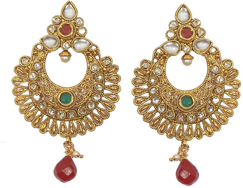 exclusive Designer Color Stone & Studed Metal Drops & Danglers