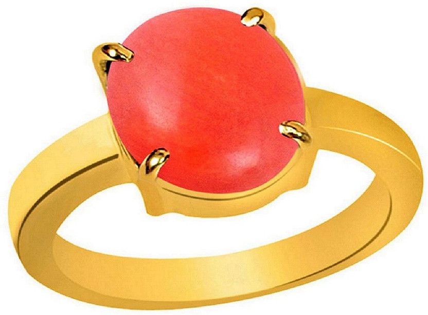 Natural Coral Panchdhatu Ring moonga stone Stone Coral Copper Plated Ring