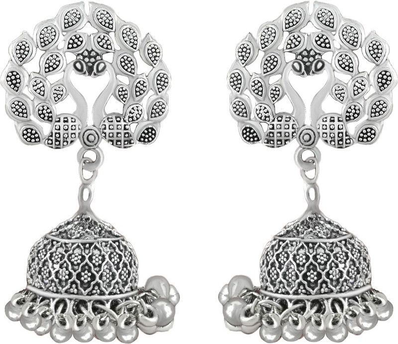 Oxidized Silverplated Corrode Collection Earring In Vintage Finish Alloy Earring Alloy Jhumki Earring