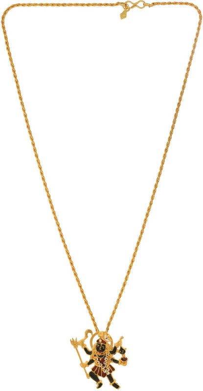 Gold Covered Brass Meenkari Work, Maa kaali Pendant Chain Necklace Locket for men and Women Gold-plated Alloy Pendant