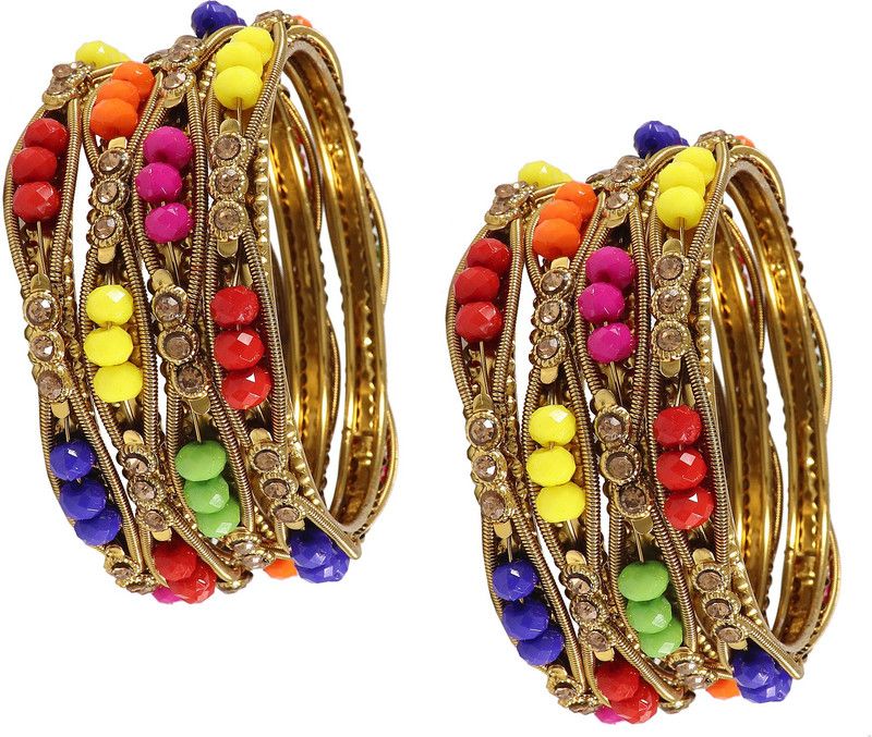 Metal Agate Bangle Set  (Pack of 8)