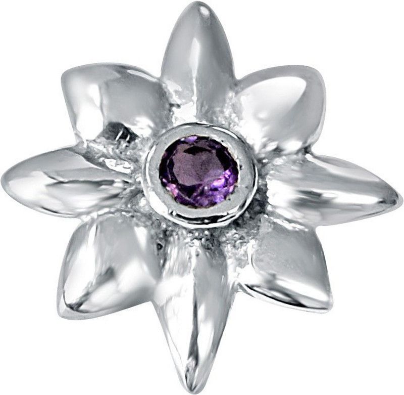 Crazy Daisies Floral Purple Amethyst & 925 Sterling Silver Pendant with 18 IN Chain (SDP407) Rhodium Amethyst Sterling Silver Pendant