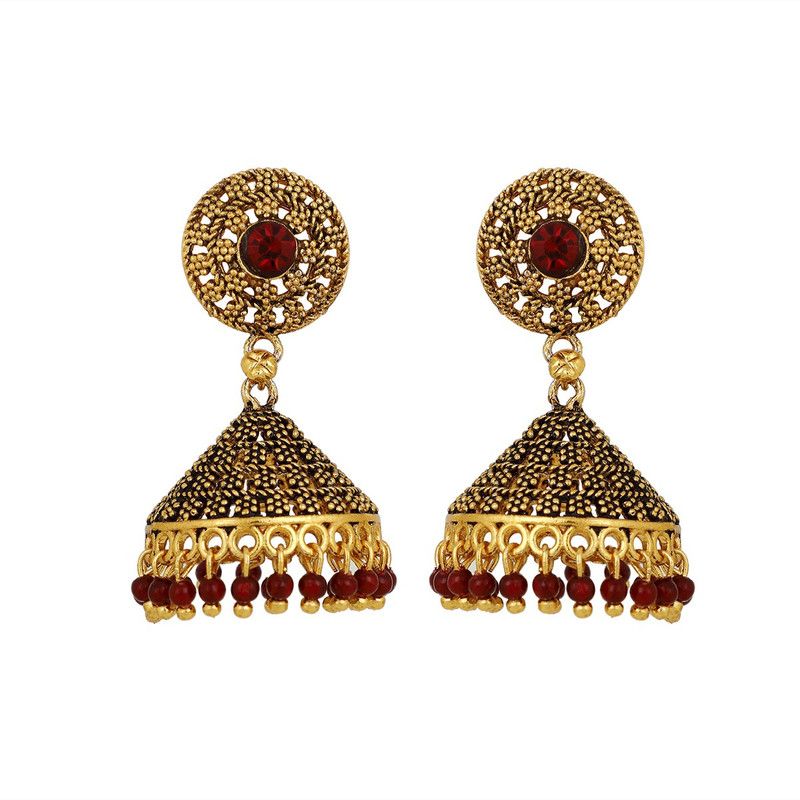 9053 Crystal Brass Jhumki Earring