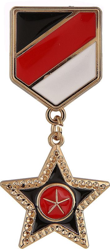 Tripin MEDAL SHAPE LAPEL PIN BROOCH FOR MEN IN A GIFT BOX Brooch  (Red, White, Gold, Black)