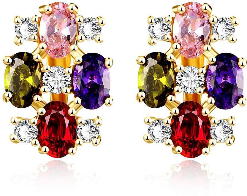 Multicolor Swiss Aaa Zircons Stud Earrings Zircon Metal Stud Earring