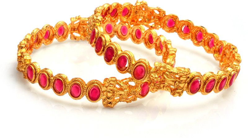 Brass Jade Gold-plated Bangle Set  (Pack of 2)