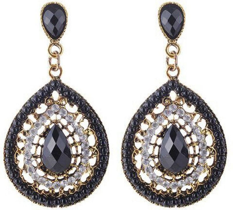 Trendy Contemporary Black Gold-plated Beads Alloy Drops & Danglers