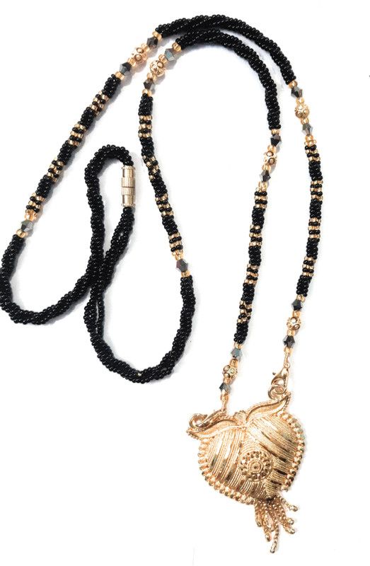 Black Chain Mangalsutra With Gold Plated Pendent Metal Mangalsutra