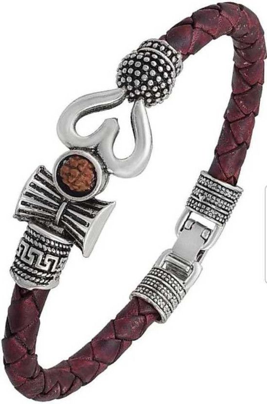 Leather Silver Kada