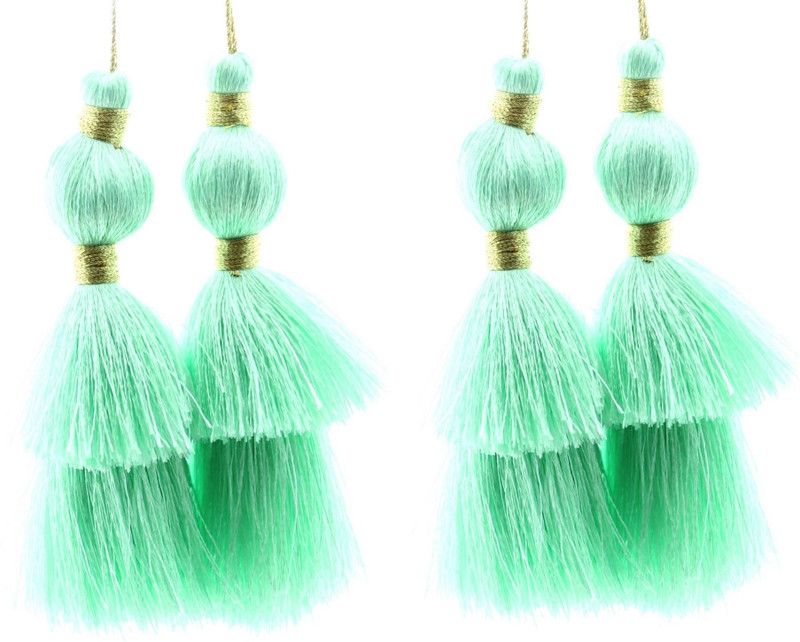 Fashionhaat Sea Green Tassel Latkan Dome Shape with Double Layered Cut, Suitable For suit Kurtis Gown Saree Blouse Dupatta Lehenga Set of 2 Pairs (Sea Green) Brooch  (Green)