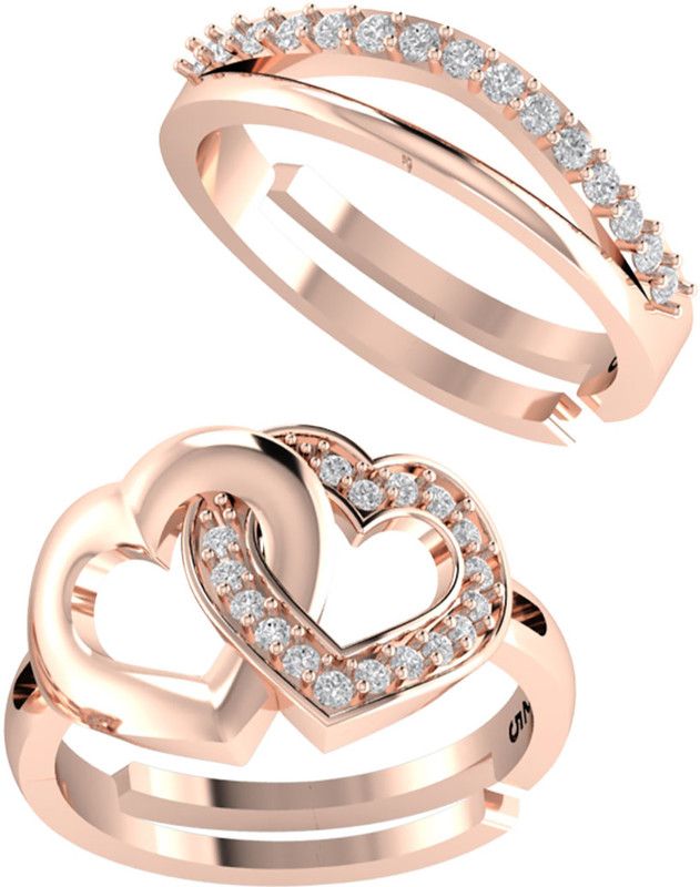 Sterling Silver Zircon Rhodium Plated Ring Set