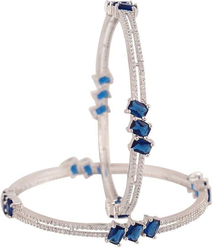 Brass Cubic Zirconia Silver Bangle