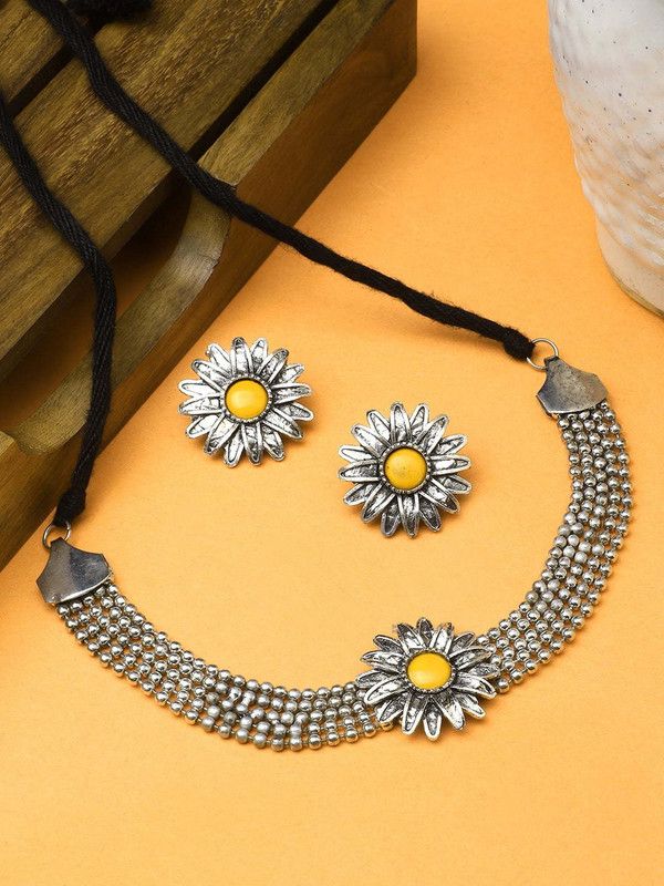 Alloy Jewel Set  (Yellow, Silver)