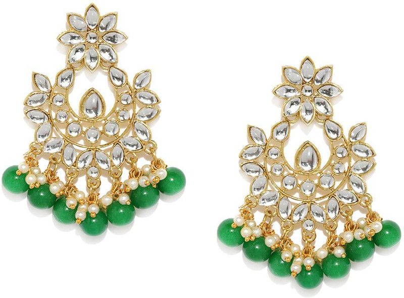 Kundan & Dangling Beads Mesmerising Beads Stone Chandbali Earring