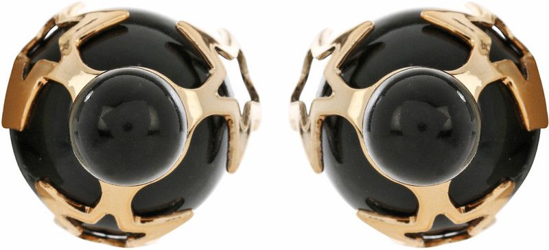 Mod Black Alloy Stud Earring