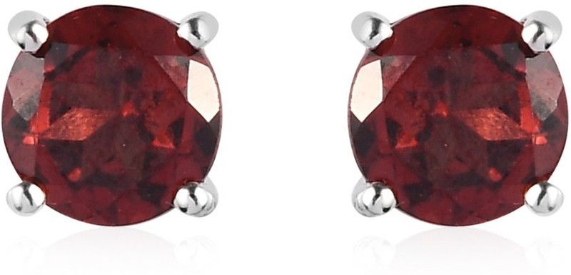 Bhanu GemsGarnet Stud Earrings in Platinum Over 925 Silver Garnet Silver Stud Earring