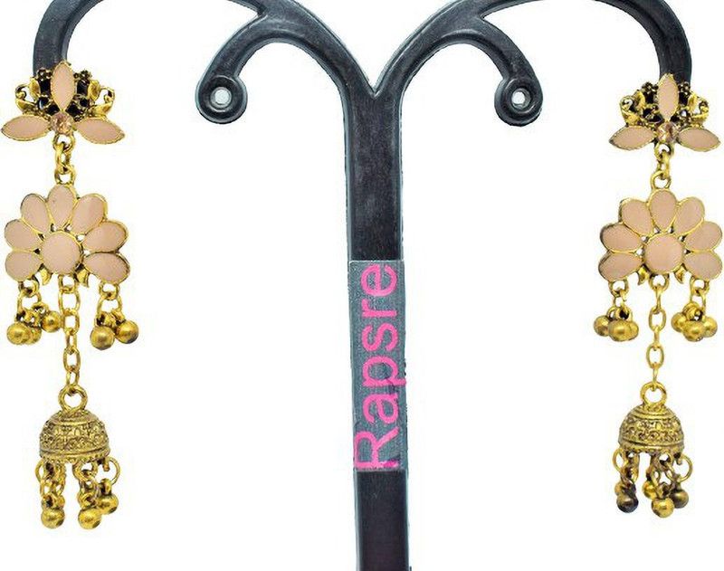 Peach-Coloured Drop Earrings Alloy Drops & Danglers, Jhumki Earring, Stud Earring, Earring Set