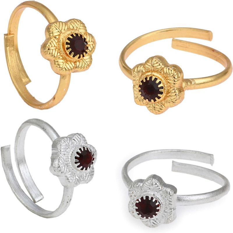 Gold & Silver Plated Alloy Cubic Zirconia Gold, Silver Plated Toe Ring Set