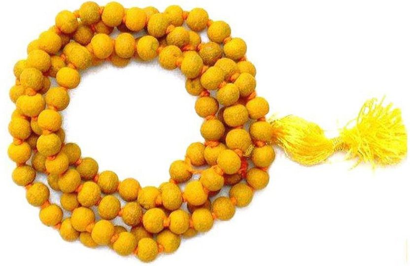 Haldi Mala Baglamukhi Mala Turmeric (Haldi) Mala 108+1 Beads Turmeric Rosary Wood Chain