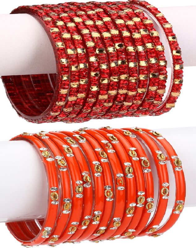 Glass Beads, Crystal Bangle Set  (Pack of 24)