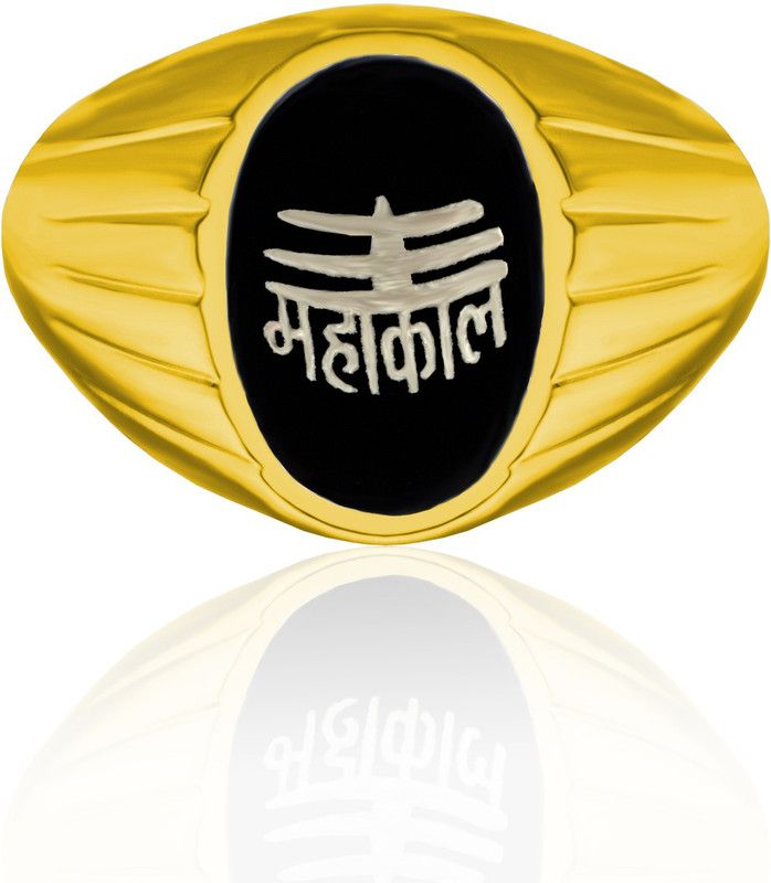 Stylish Gold Plated Mahakal Religious Rings for Men & Boys Brass Ring