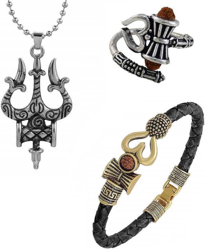 Metal, Leather Black Silver Multicolor Jewel Set  (Pack of 1)