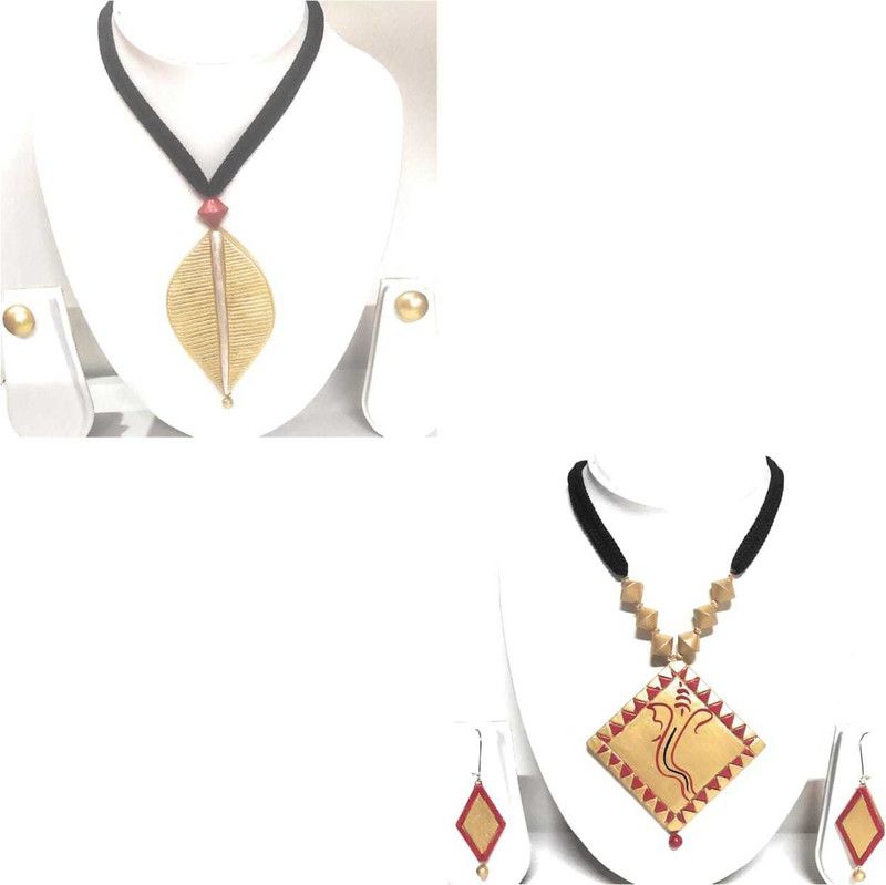 Terracotta Gold, Red Jewel Set  (Pack of 1)