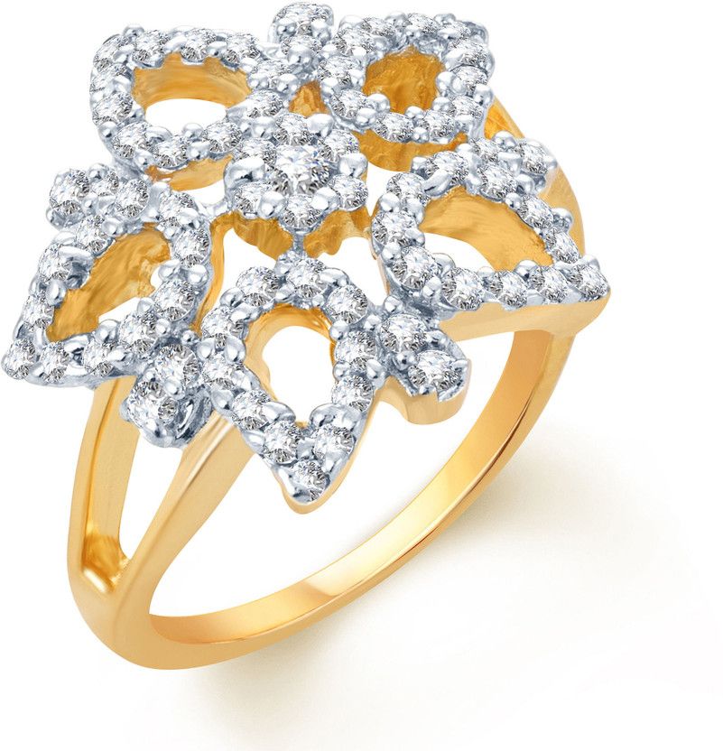 Glistening Alloy Cubic Zirconia Rhodium, Gold Plated Ring