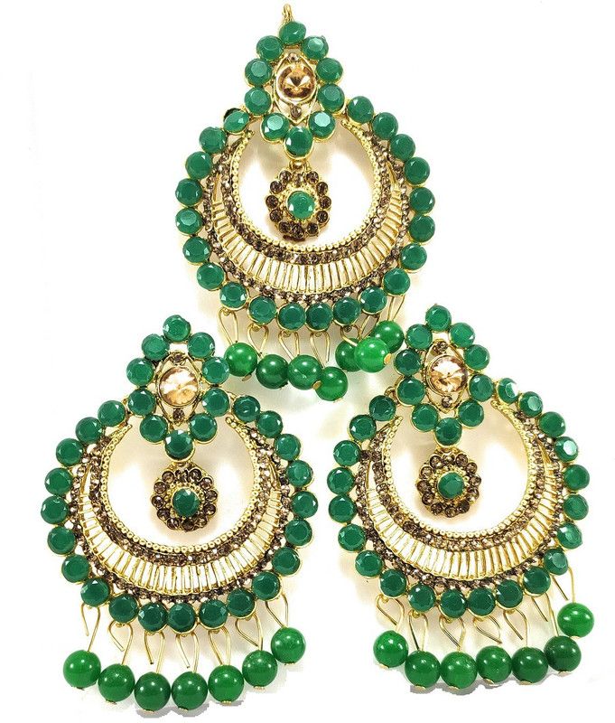 Metal, Alloy Gold-plated Green, Gold Jewel Set  (Pack of 1)