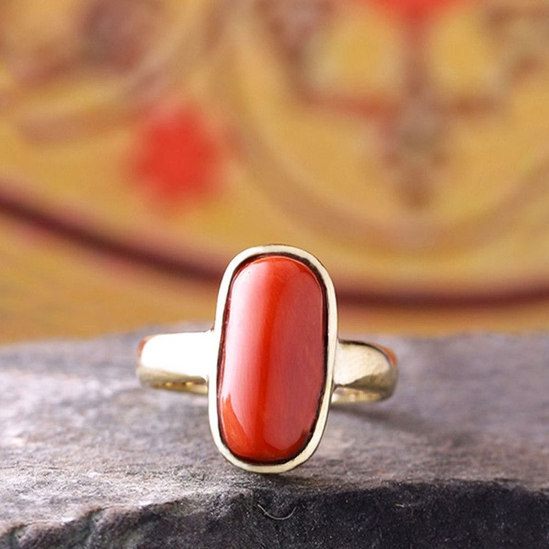 Red Coral (Munga) 7.25 Ratti Ashtadhatu Rashi Ratna Ring with original Lab Test Certificate Alloy Ring