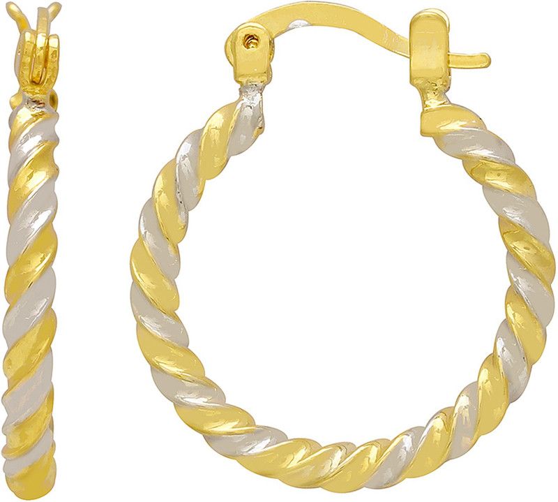 Gold & Silver dual tone, hoop bali earrings for Women Brass Hoop Earring Brass Hoop Earring