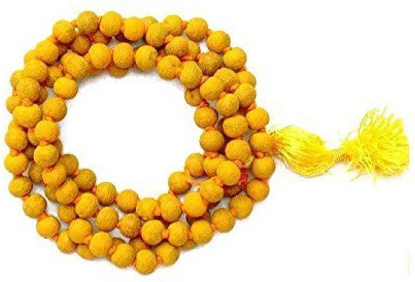 Haldi Turmeric Baglamukhi Mala Haldi Mala 108+1 beads 7- 8 mm Wood Chain