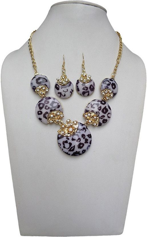 Plastic, Alloy Brass Black, White Jewel Set  (Pack of 1)