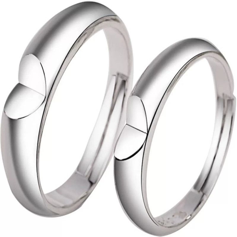 ADJUSTABLE COUPLE LOVE RING SET Alloy Silver Plated Ring Set