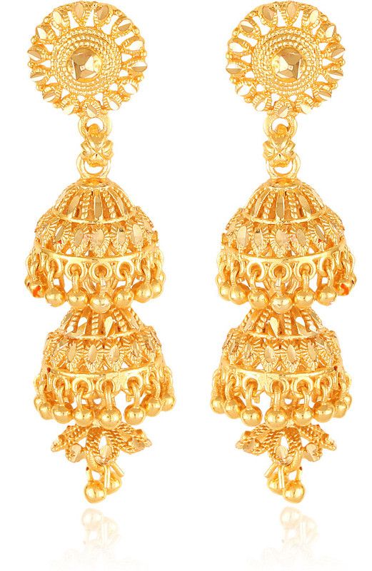 South Indian Traditional Wear Jhumki Earring for Women and Girls Cubic Zirconia Brass, Alloy Jhumki Earring