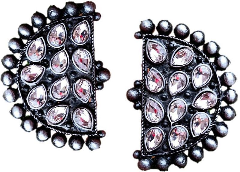 Silvereplica Alloy Afghani crystal Stone Agate Alloy, Stone Stud Earring