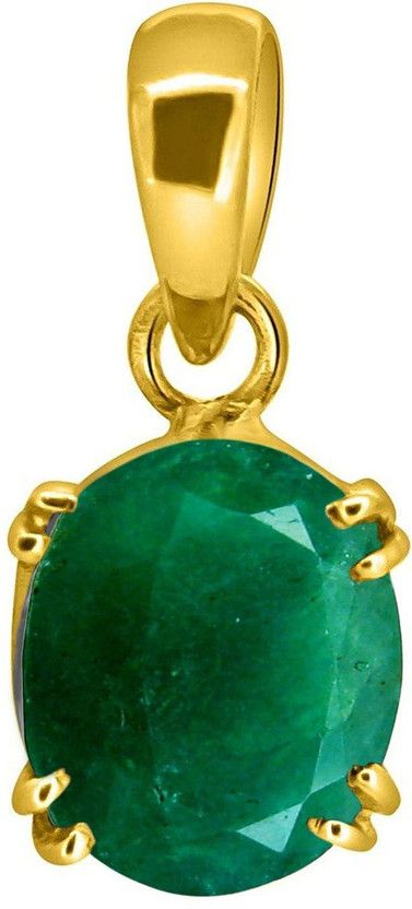 Certified Natural 7.25 Ratti Green Emerald (Panna) Gemstone Panchdhatu Pendant For Men And Women Emerald Silver Pendant
