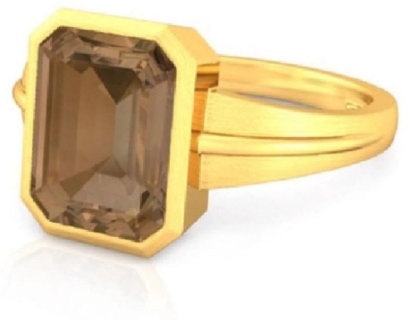 Ratan Bazaar Certified Yellow Sapphire Stone Natural Ring for Women Copper Sapphire Gold Plated Ring