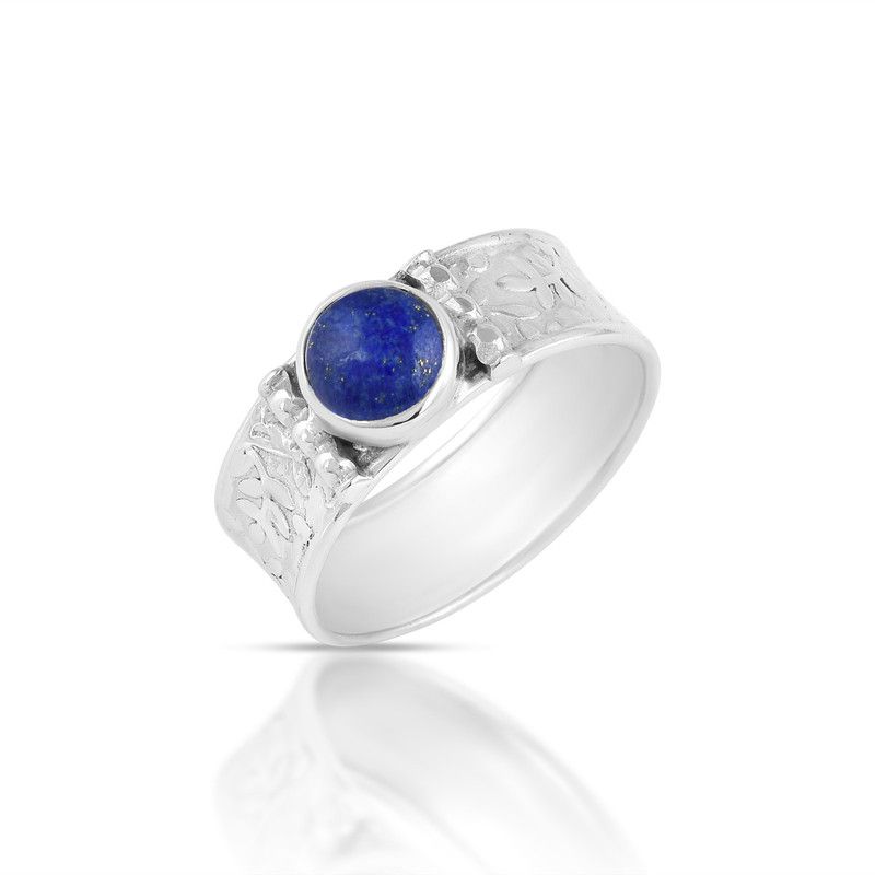 Natural Blue Lapis Lazuli 925 Sterling Silver Boho Dainty Statement Ring For Women & girls Silver Lapis Lazuli Silver Plated Ring