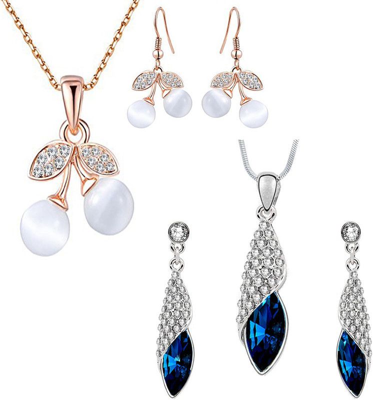Alloy Rhodium White, Blue, Yellow Jewel Set  (Pack of 1)