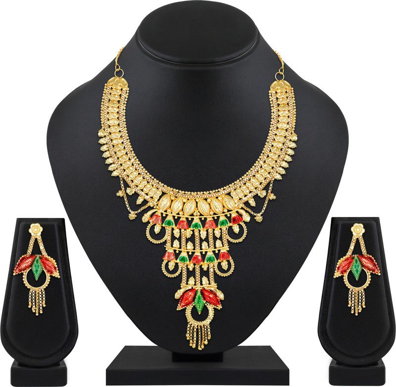 Alloy Green, Red Jewel Set  (Pack of 1)