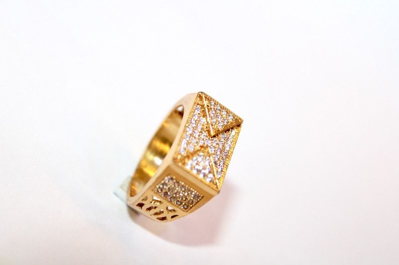 Men's Finger Ring Brass With Diamond for Men And Boys Daily Wedding Wear Brass Gold Plated Ring