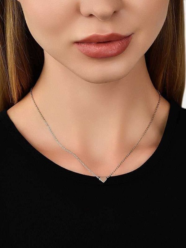 Heart Necklace Chain Pendant Sterling Silver Plated Alloy Chain