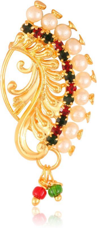 VIGHNAHARTA Cubic Zirconia, Pearl Gold-plated Plated Alloy Nathiya