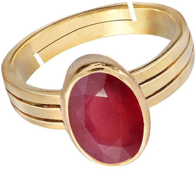 6.5Ct. 7.25Ratti Natural Rashi Ratan Ruby Gemstone RING Manik Manak Stone Astrology Panchdhatu RING For Mens& Womens Copper Ruby Gold Plated Ring