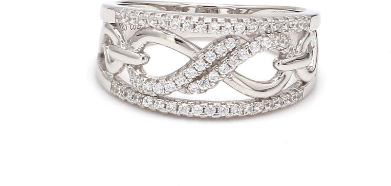 Ornate Jewels - 925 Sterling Silver American Diamond Blue Sterling Silver Cubic Zirconia Rhodium Plated Ring