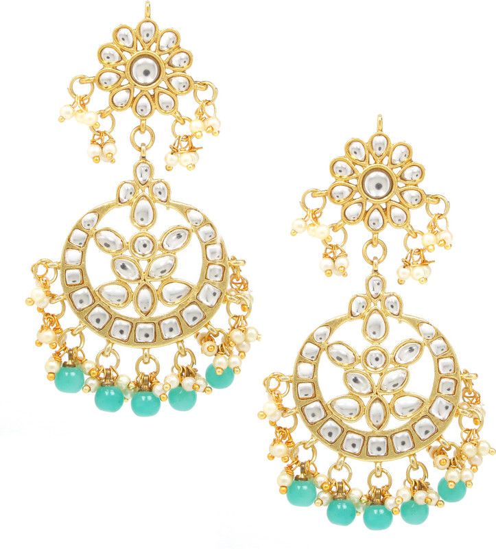 Antique Stylish Traditional Bridal wear Seagreen Earring for Women and Girls Cubic Zirconia Alloy Jhumki Earring